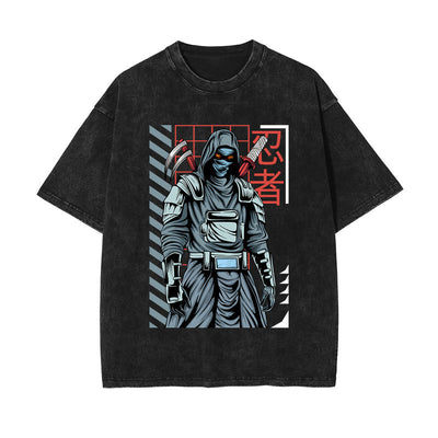 Urban Ninja Stone Wash Graphic Tee-INNBLAC