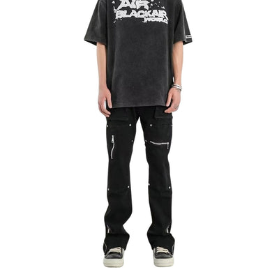 Stretch Zip Hem Utility Bootcut Jeans