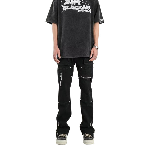 Stretch Zip Hem Utility Bootcut Jeans