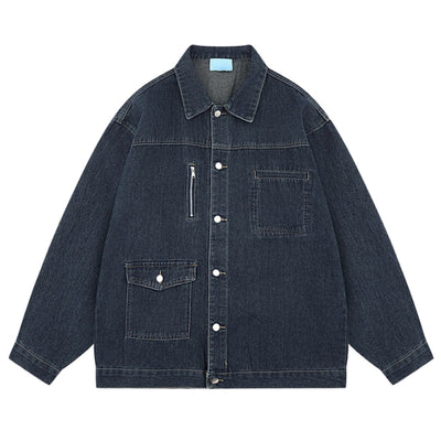 Multi-pocket Vintage Loose Washed Work Denim Jacket