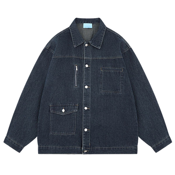 Multi-pocket Vintage Loose Washed Work Denim Jacket
