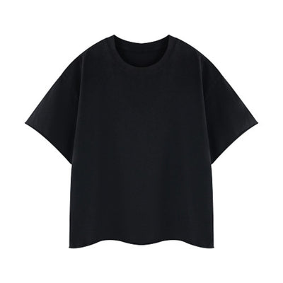 Snowflake Washed Raw Edge Boxy Cropped Tee