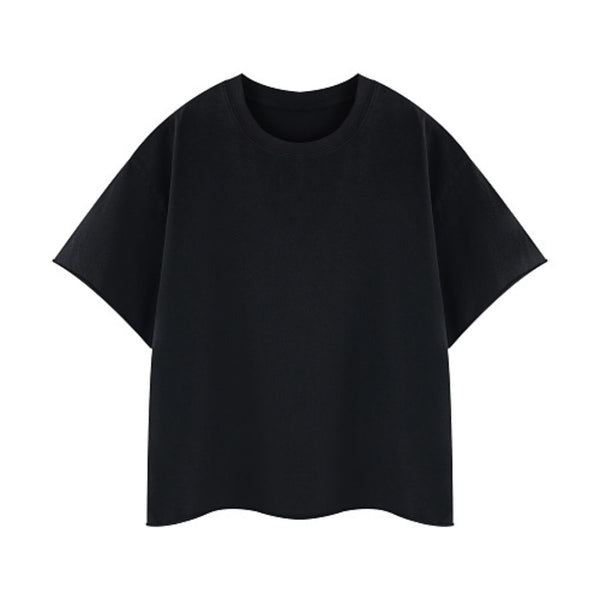Snowflake Washed Raw Edge Boxy Cropped Tee