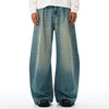 Vintage Washed Wide Leg Pleated Relaxed Jeans