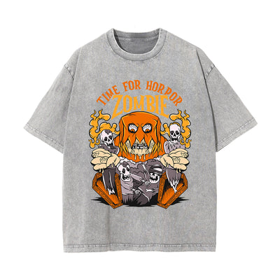 Time For Horror Graphic Washed Tee-INNBLAC