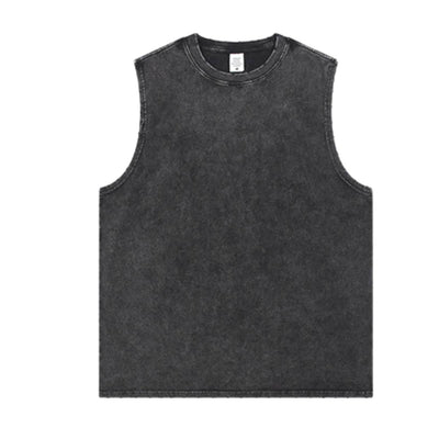 Acid Wash Raw Edge Sleeveless Tee