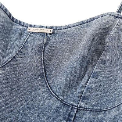 Women's Washed Denim Slip Midi Dress