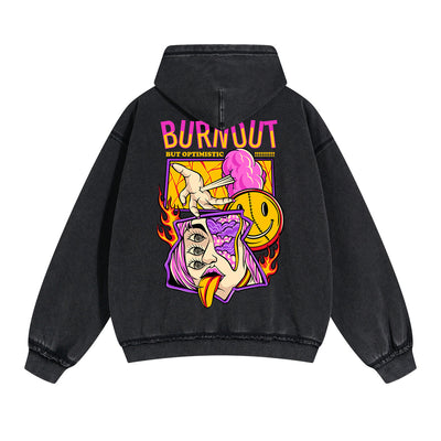 Burn Out Double Slider Zip Hoodie-INNBLAC