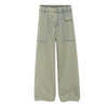 Vintage Patchwork Appliqué Wide-Leg Curved Barrel Jeans