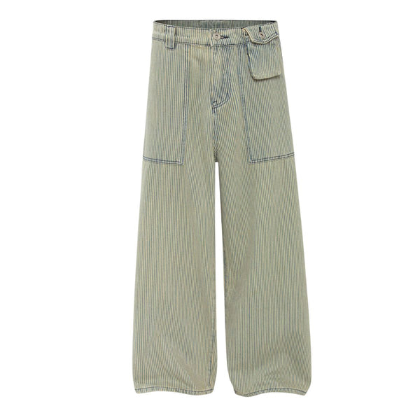 Vintage Patchwork Appliqué Wide-Leg Curved Barrel Jeans