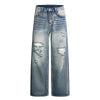 Retro Bleached Ripped Loose Fit Wide Leg Jeans