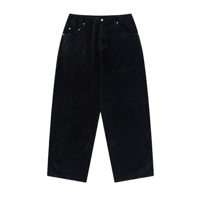 Acid Washed Turquoise Stud Loose Fit Wide Leg Jeans