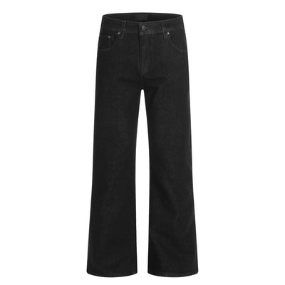 Men's Raw Denim Flare Straight Pants Clean Fit Minimal Street