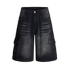 Vintage Washed Multi Pocket Denim Cargo Bermuda Shorts