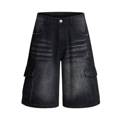 Vintage Washed Multi Pocket Denim Cargo Bermuda Shorts
