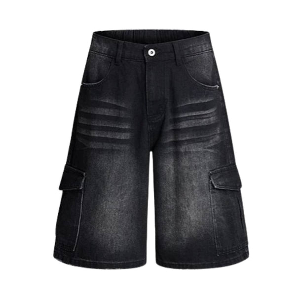 Vintage Washed Multi Pocket Denim Cargo Bermuda Shorts