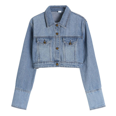 Vintage Washed Cropped Denim Jacket