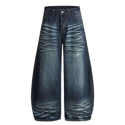 Grunge Dark Wash High Waist Wide Leg Jeans