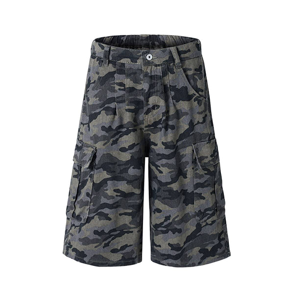 Camo Utility High Waist Loose Fit Bermuda Shorts