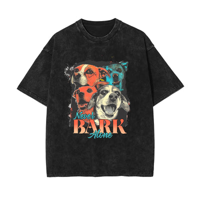 Cute Puppy Stone Wash Graphic Tee-INNBLAC