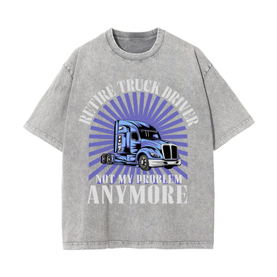 Retire Truck Driver Stone Wash Graphic Tee-INNBLAC