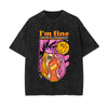 I'm Fine Stone Wash Graphic Tee-INNBLAC