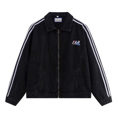 Unisex Loose Retro Workwear Washed Denim Jacket