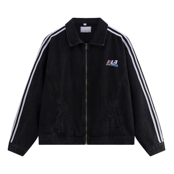 Unisex Loose Retro Workwear Washed Denim Jacket