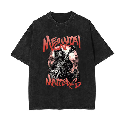 Heavy Meowtall Stone Wash Graphic Tee-INNBLAC