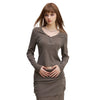 Long-Sleeve Ribbed Henley Top 275gsm