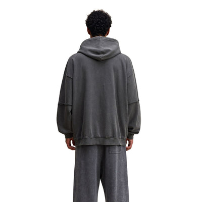 Two-Layer Sleeve Acid Washed Cotton Hoodie