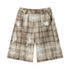Vintage Plaid Curved-Cut Cropped Pants