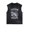 Eagle Retro Graphic Sleeveless Faded Tee-INNBLAC