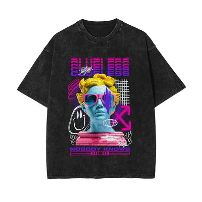 Clueless Graphic Stone WashTee-INNBLAC