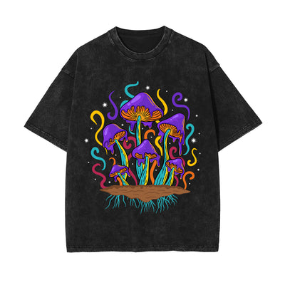 Neon Mushroom Stone Wash Graphic Tee-INNBLAC