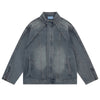 Loose Stand Collar Vintage Washed Men's Denim Jacket