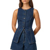 Button-Front Longline Denim Vest