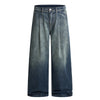 High Waist Pleated Wide Leg Vintage Wash Jeans