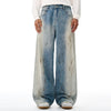 Paint Splatter Distressed Wide Leg Light Blue Jeans
