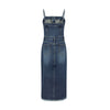 Spaghetti Strap Denim Bustier Midi Dress