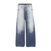 Washed Distressed Loose Fit Straight Denim Pants