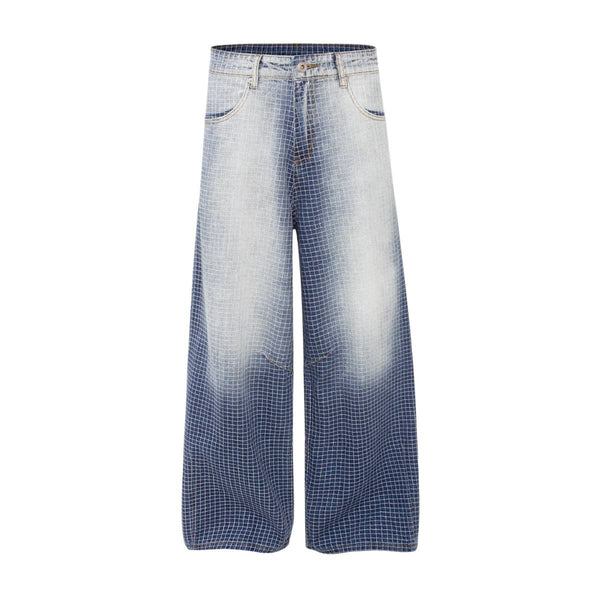 Washed Distressed Loose Fit Straight Denim Pants