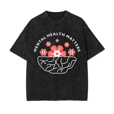 Mental Health Matters & Flowers Graphic Tee-INNBLAC