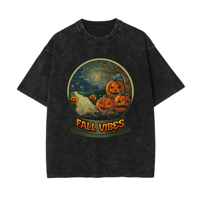 Fall Vibes Graphic Washed Tee-INNBLAC