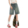 Mud Washed  Women's Vintage Washed Bermuda Denim Shorts