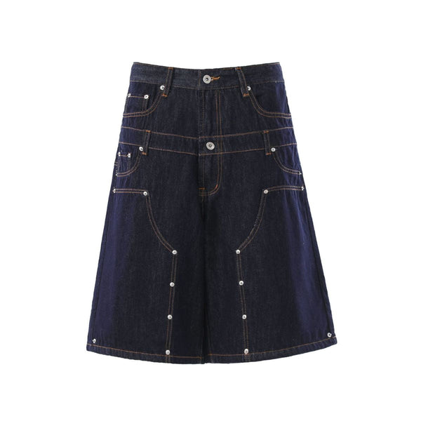 Double Waistband Wide Leg Denim Shorts