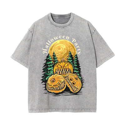 Halloween Party Graphic Washed Tee-INNBLAC