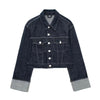 Roll-Up Sleeves Cropped Denim Jacket