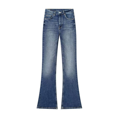 Risen Women's Mid-Rise Washed Flare Jeans