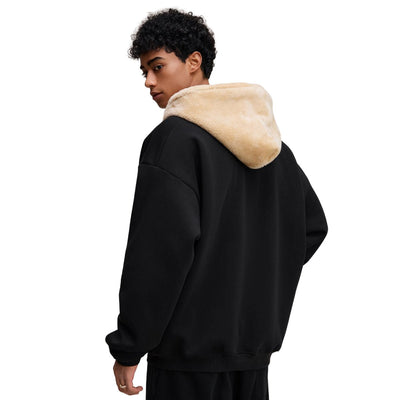 Zip-Up Loose Fit Plush-Lined Hoodie
